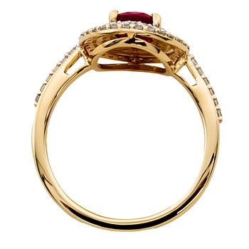 9ct Gold Ruby / Cubic Zirconia Cluster Ring size J